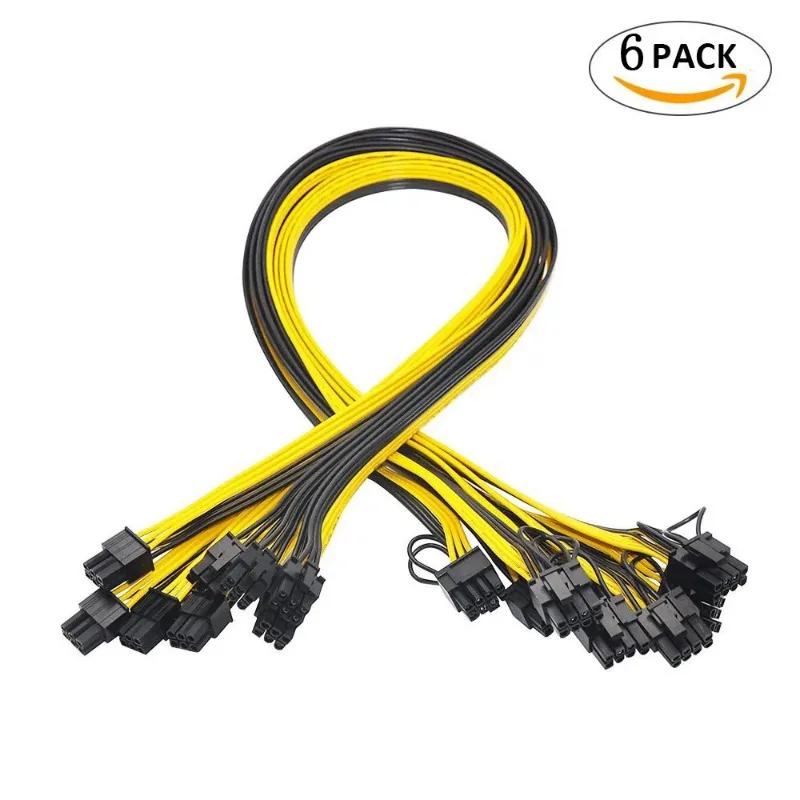 6 Pcs 6 Pin PCI-e To 8 Pin (6+2) PCI-e (Male To Male) GPU Power Cable 50cm For Graphic Cards 50cm