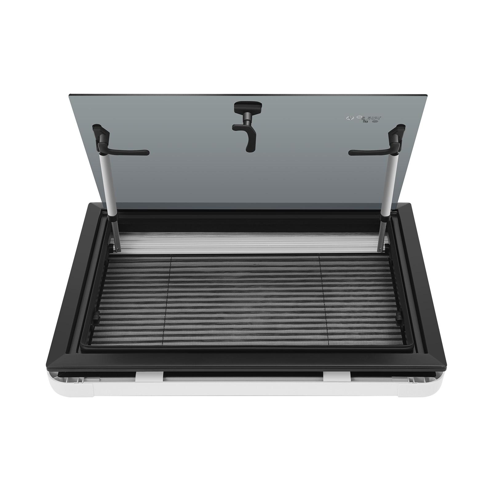 

RV Push-out Window Aluminum Alloy 4mm Tempered Glass 65° Opening Screen Lockable Handle 30-80mm Wall Fit for RVs Trailers чёрный