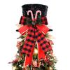Christmas Tree Topper Bow Sequins Candy Decorations Christmas Tree Top Hat For Indoor Outdoor Home Living Room Nursery