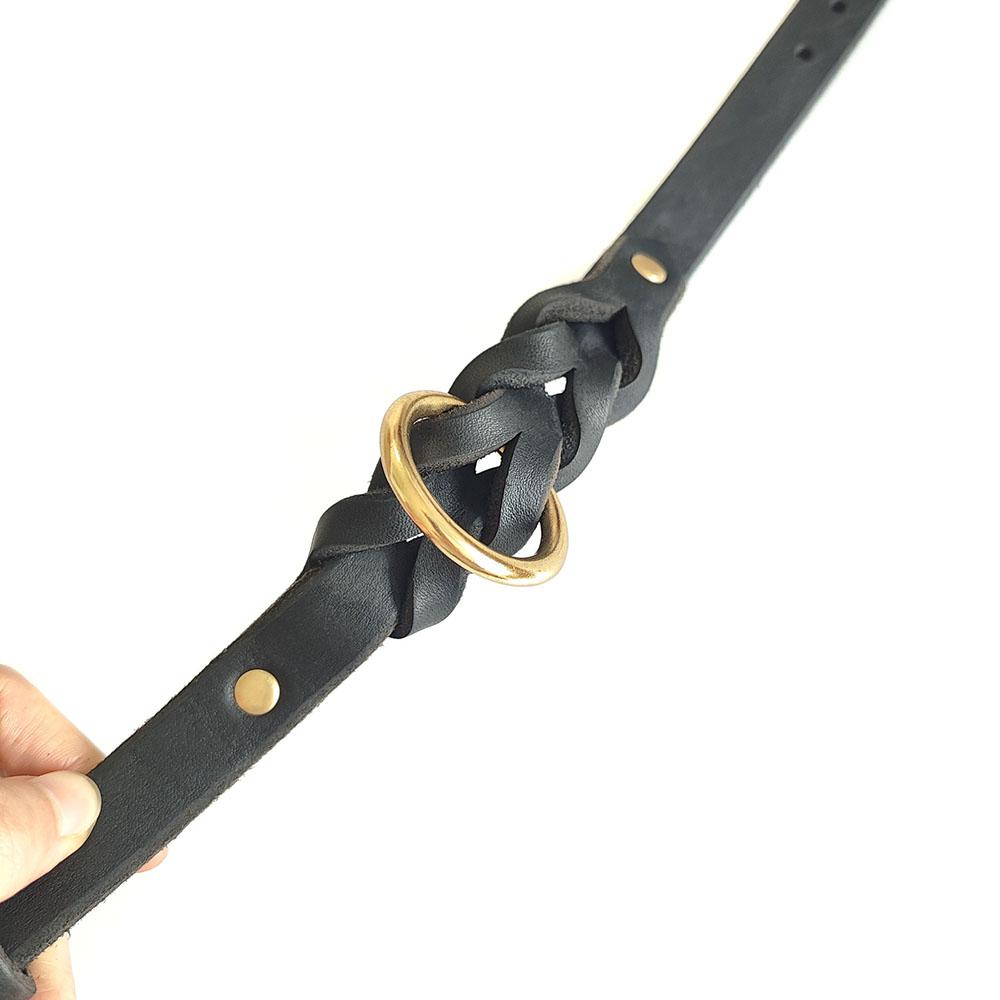 Weiches Echtes Leder Hundehalsband Verstellbares Geflochtenes Echtes Leder Hundehalsband für Große Hunde Französische Bulldogge Pitbull Haustierzubehör