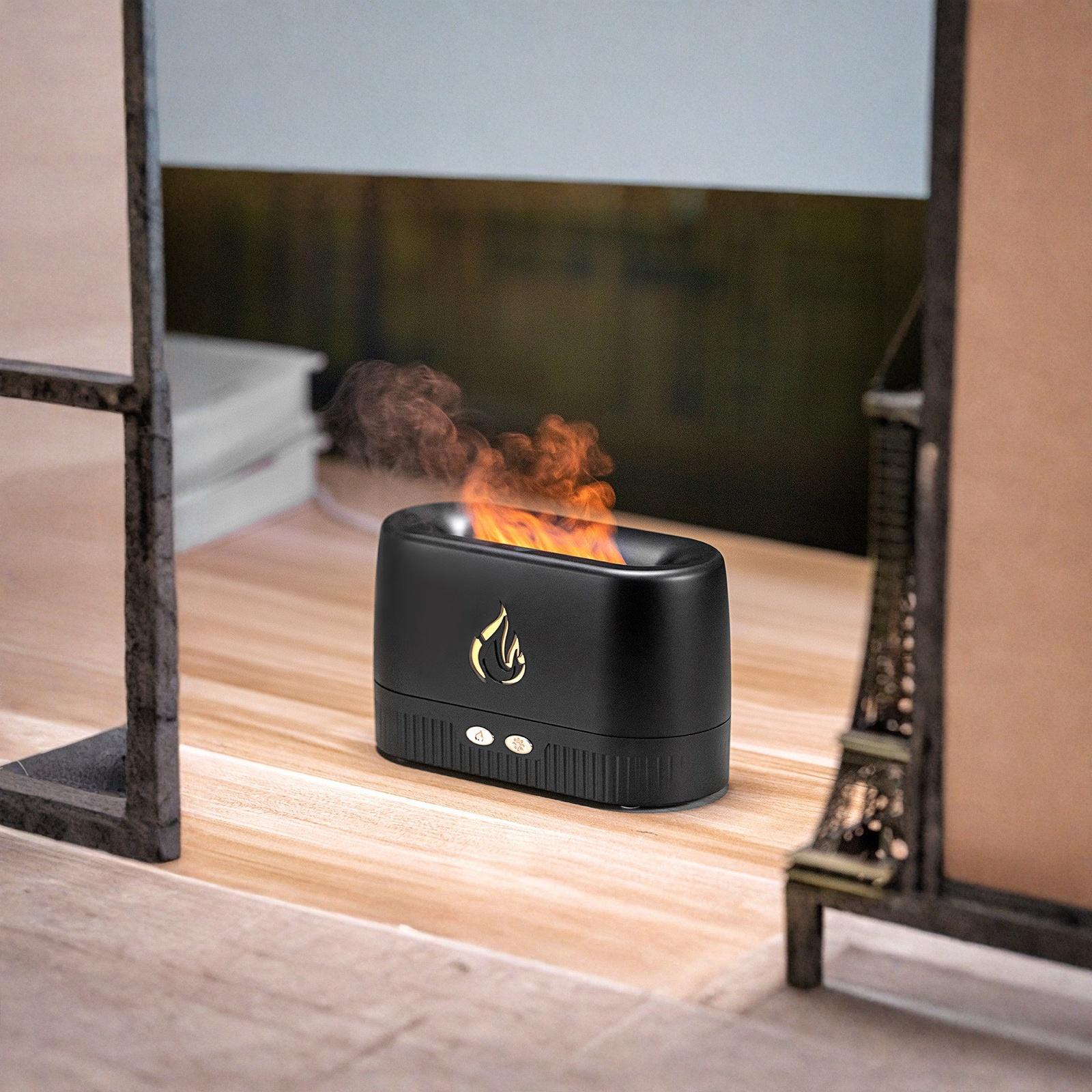 3D Simulation Flame Aroma Diffuser USB 7 Color Light Desktop Humidifier чёрный