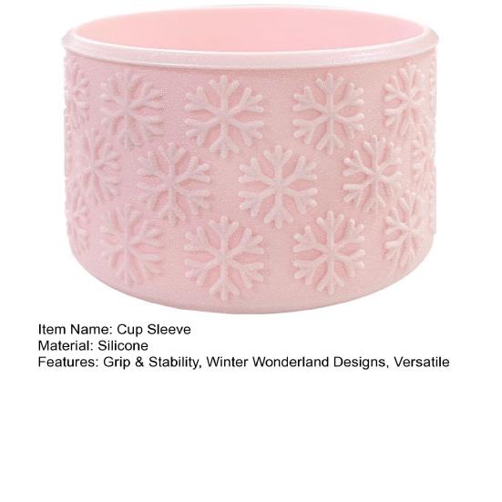 Silicone Cup Sleeve Anti-Slip Mug Boot Protective Cover for Tumbler Winter Christmas Snowflake Texture Shockproof Bottle Bottom Sleeve