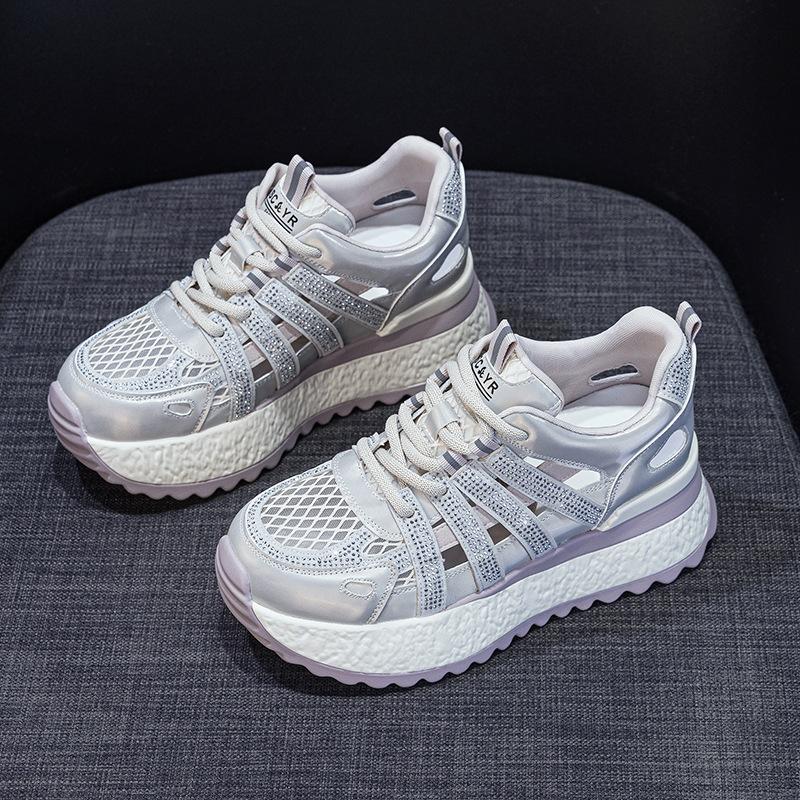 Hollow Dad Shoes Women's 2025 Summer New Thick-soled Breathable Mesh Versatile Casual Sports Super Fire Little White Shoes Women's Shoes