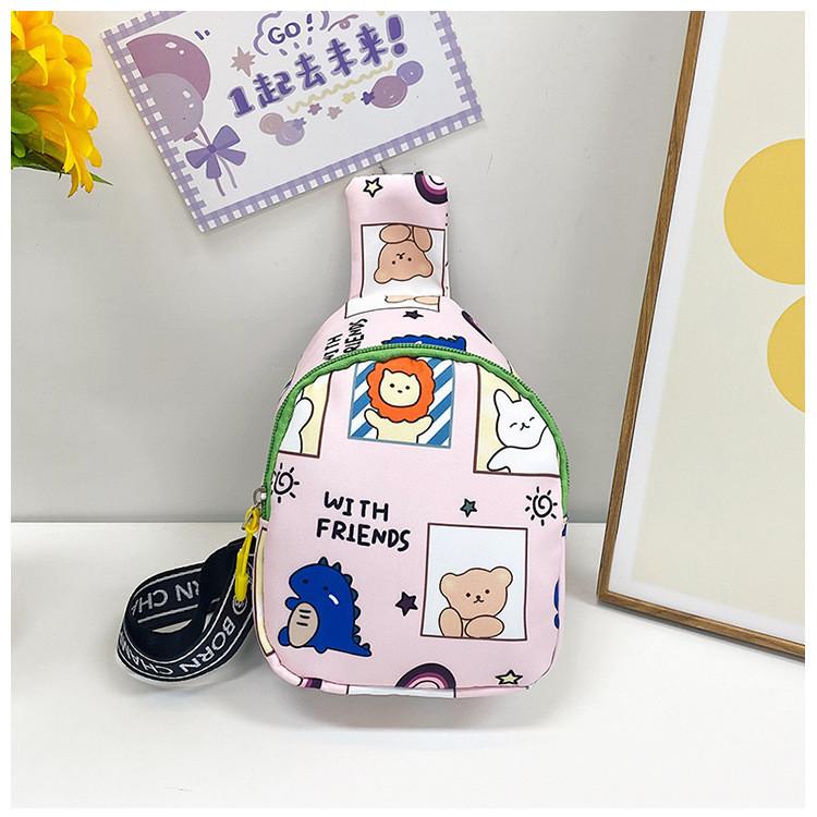 Adorable Cartoon Kids Chest Bag For Boys And Girls Lightweight Nylon School Bag