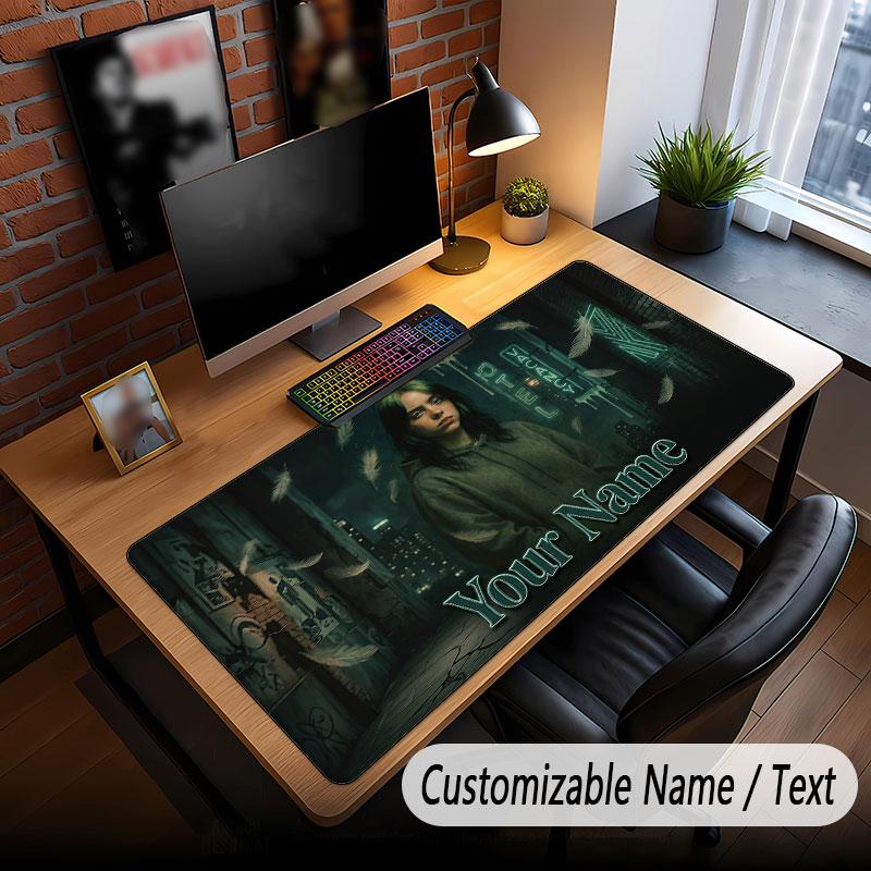 Custom Name Extended Mouse Pad,Billie Eilish Gaming Desk Mat For Home Office Desktop Decor