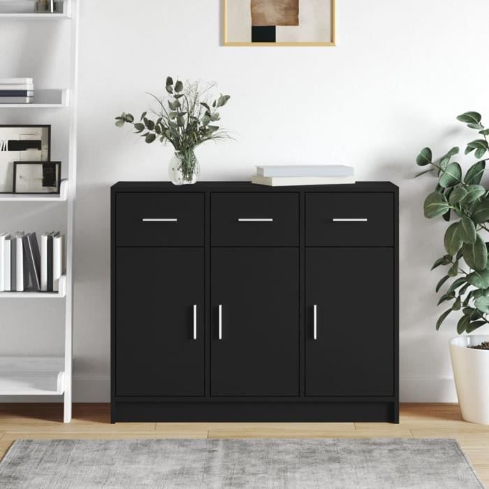 VidaXL Buffet noir 91x28x75 cm bois d'ingénierie 823009