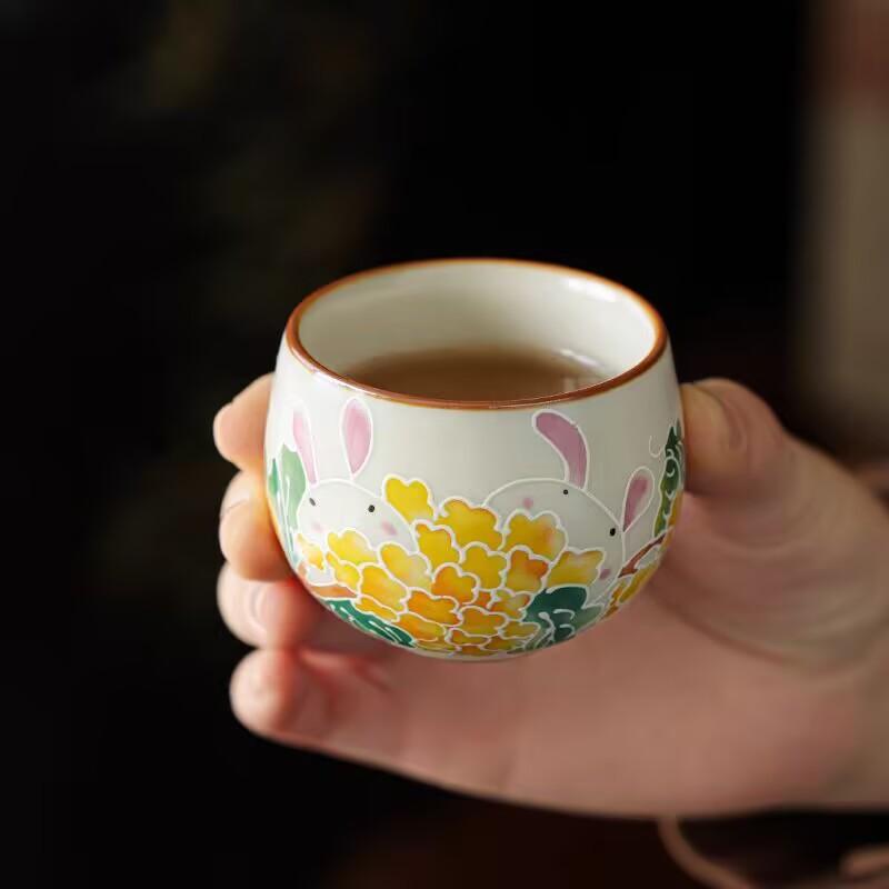 Ru Kiln Brewing Teapot, One Pot And Two Cups, Household Kung Fu Tea Set, Beam Pot, Large-Capacity Brewing Tea Cup Gift Box.