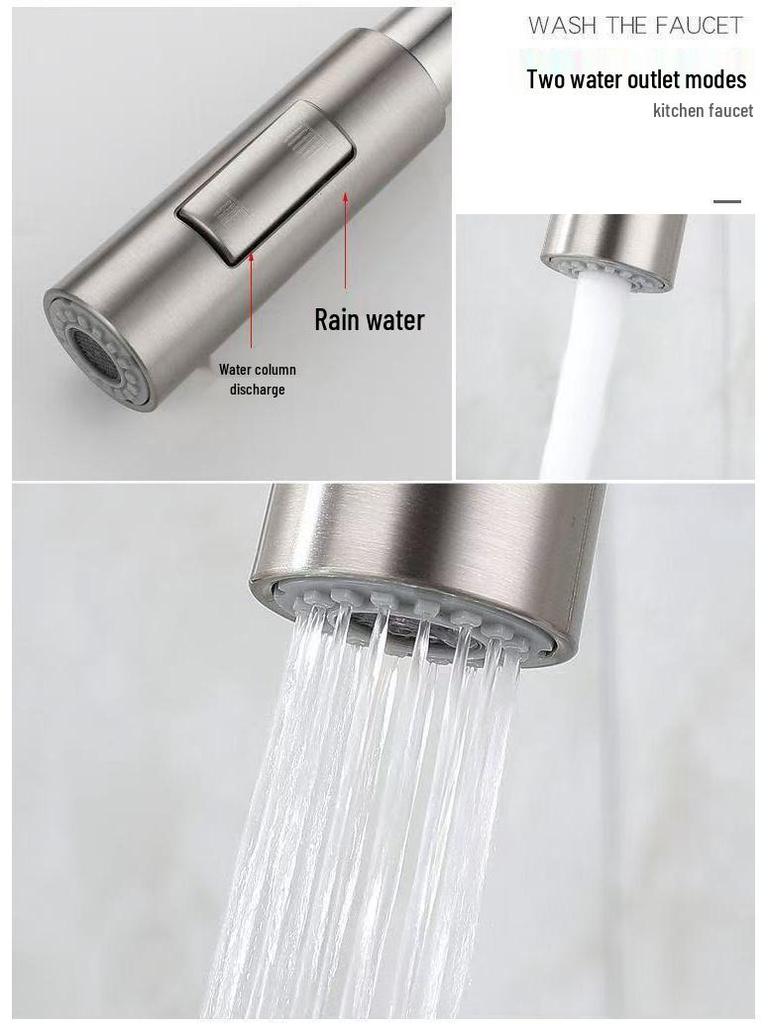 Stainless Steel Pull-out Kitchen Faucet with Hot/Cold Anti-Splash Sprayer for Sink and Basin