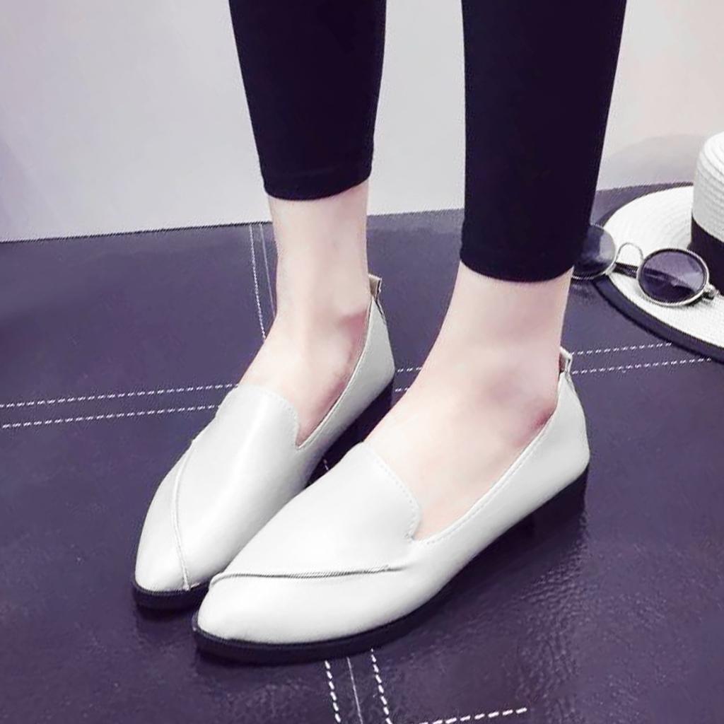 Buy Elegant Ladies Shoes PU Leather Shoes Tiptoed Female Shoes Flat
