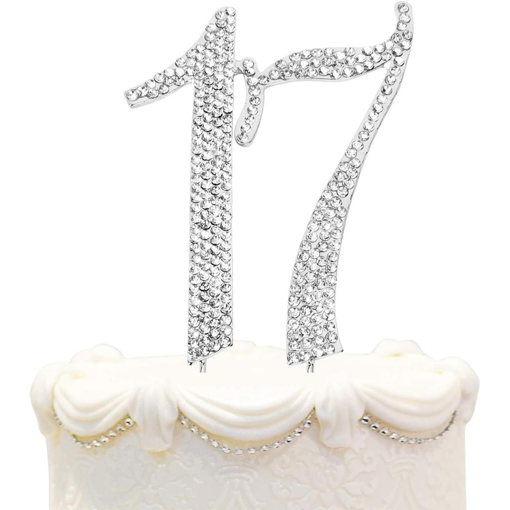 60 Sparkly Rhinestone Decoration Cake Topper - Premium Silver Metal - 60th Birthday or Anniversary Party Makes a Great Centerpie