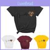 Ladies Round Neck Basic T-shirt Tops Featuring Stylish Leopard Heart Design