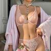 "2024 Autumn/Winter French Lace Triangle Cup Bra for Large Busts - Sexy and Supportive"