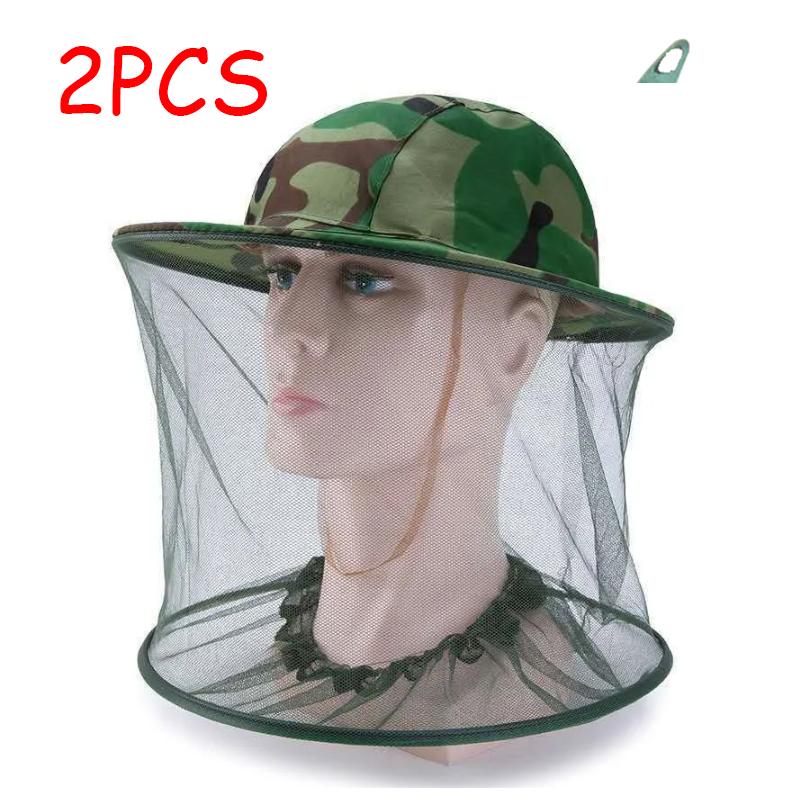 1/2/3PCS Bee Proof Net Mesh Face Protector Cap Summer Camouflage Insect Bee Mosquito Resistance Sun Fishing Hat for Men Women