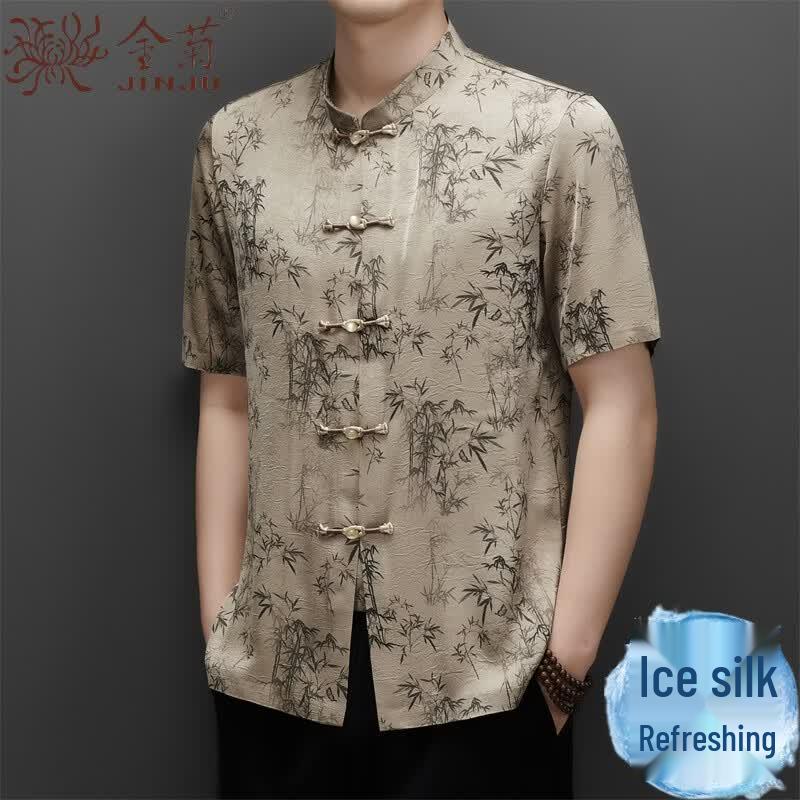 Men's Silk Blend Short Sleeve Tang Suit