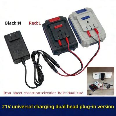 New 18/21V/24V Lithium Dual-head Charger Overload Protection Universal Lithium Battery Charger Plug-in Charger