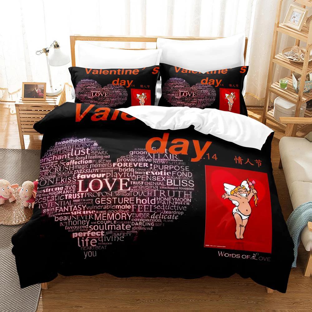 Valentine's Day Bedding Set 3D Printed Duvet Cover Set for Boys Teens Bedroom Single Double Full Queen King Size