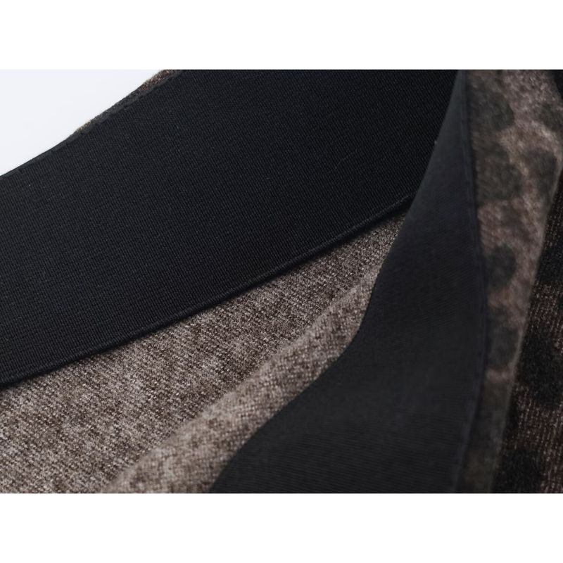 Za Export New Arrival Women's Clothing ZR Fashion Style Fashion All-Match Leopard Flocking a Version Crisp Long Skirt