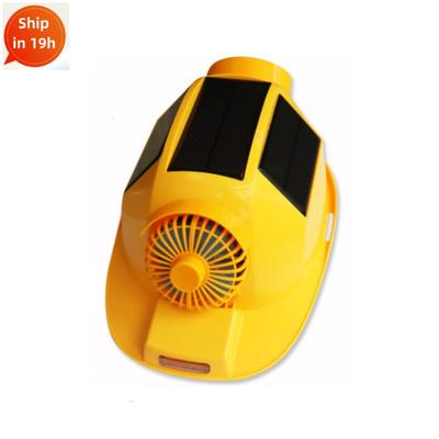 Helmet With 3 Solar Panels 2 Fans LED Light RGB Warning Rechargeable Lithium Battery Power Bank Outdoor Work Solar Fan ABS Cap