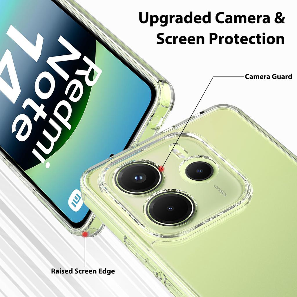 Pro Xiaomi Redmi Note 14 4G (164,84 x 78,15 x 8,16 mm) Průhledné pouzdro na telefon TPU+Akryl Nárazuvzdorný zadní kryt telefonu
