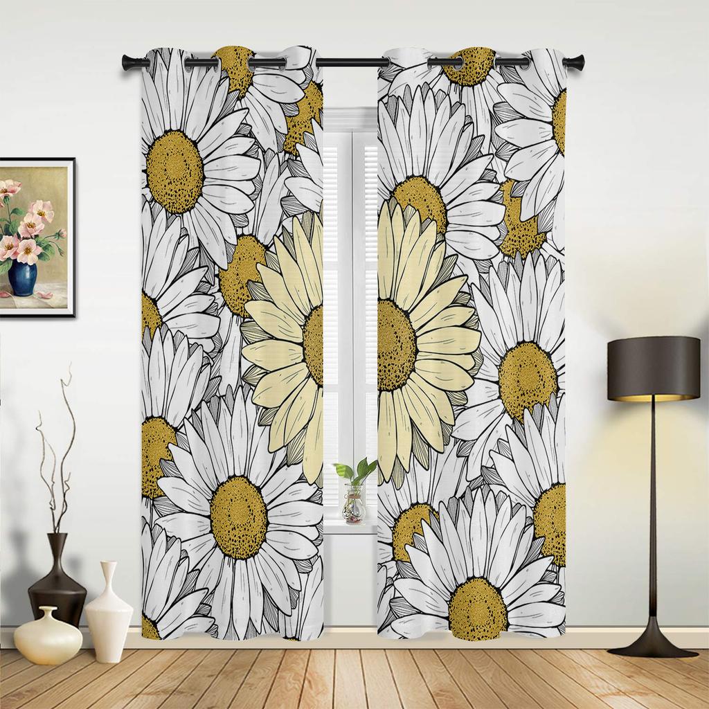 Flowers Chrysanthemum Simple Modern Window Curtains for Living Room Bedroom Curtain Kitchen Treatment Blinds Drapes