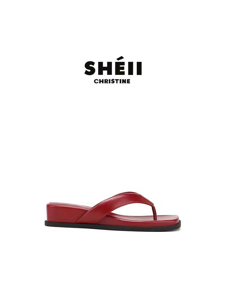 [Su Yinyin of the Same Style] Super JI Welfare Payment~ Square Toe Slope Heel Beach Flip-flops Women's Sandals Outside