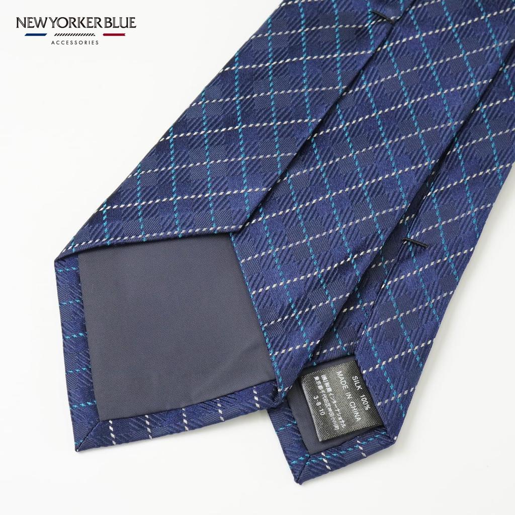 Yorker Windowpane Check Pattern Tie NB921084 Blue Navy [New Blue]