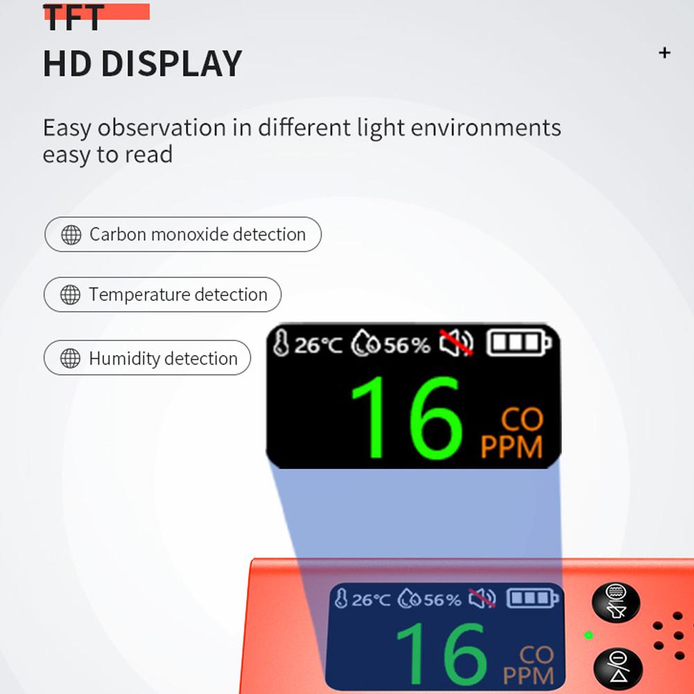 3in1 Air Quality Tester Multifunctional Carbon Monoxide Temperature Humidity Detector with Digital