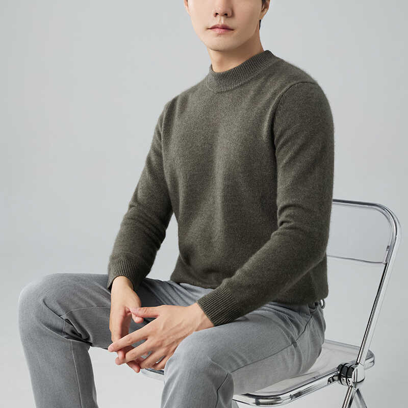 Semi-turtleneck cashmere sweater seven-needle thickened pullover sweater bottoming knitted sweater wool sweater