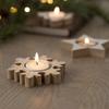 Christmas Tree Candle Holder, Wood Snowflake Centerpiece For Household Table Decor, Xmas Navidad Latest Year Present Idea