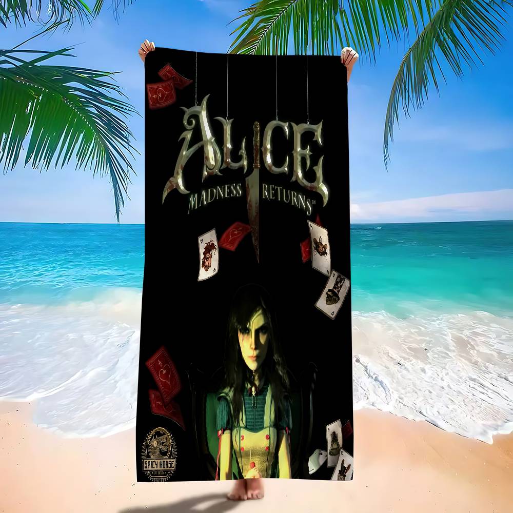 A-Alice M-Madness R-Returns Anime Beach Swimming Towel Soft Absorbent Washcloth Children's Gifts for Kids Travel Camping Gym