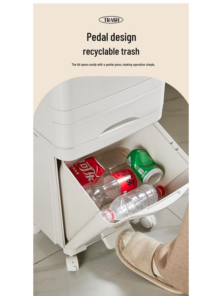 2026 Large-Capacity Kitchen Trash Can with Lid, Double Layer for Dry & Wet Waste Separation