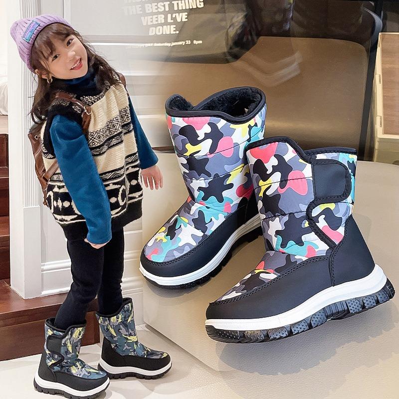 Stivali da neve da bambino transfrontalieri stivali da neve da ragazzo scarpe di cotone stivali di cotone da ragazzo velluto produttori all'ingrosso inverno nuovi modelli