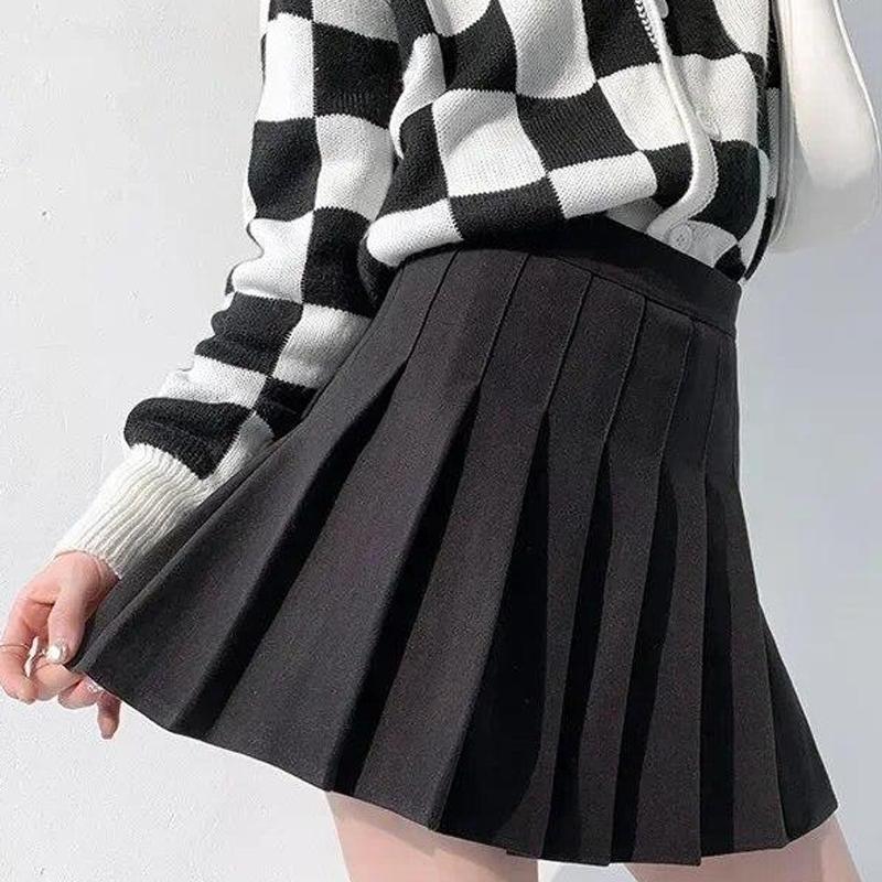 Módní pevná sukně s vysokým pasem do A podzimní zima elegantní tlustá vlněná minisukně dámské módní plisované sukně 30279