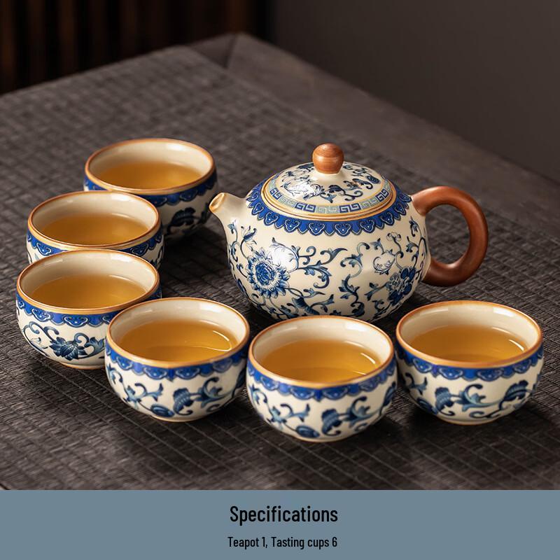 Handun Ru Kiln  Blossoming Flowers  Tea Set