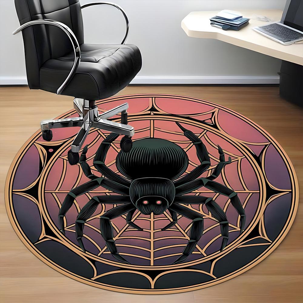 1PC Spider Web Office Round Area Rug, Mat Suitable For Office, Under Office Chairs Bedroom Living Room Home Decor, Room Deco