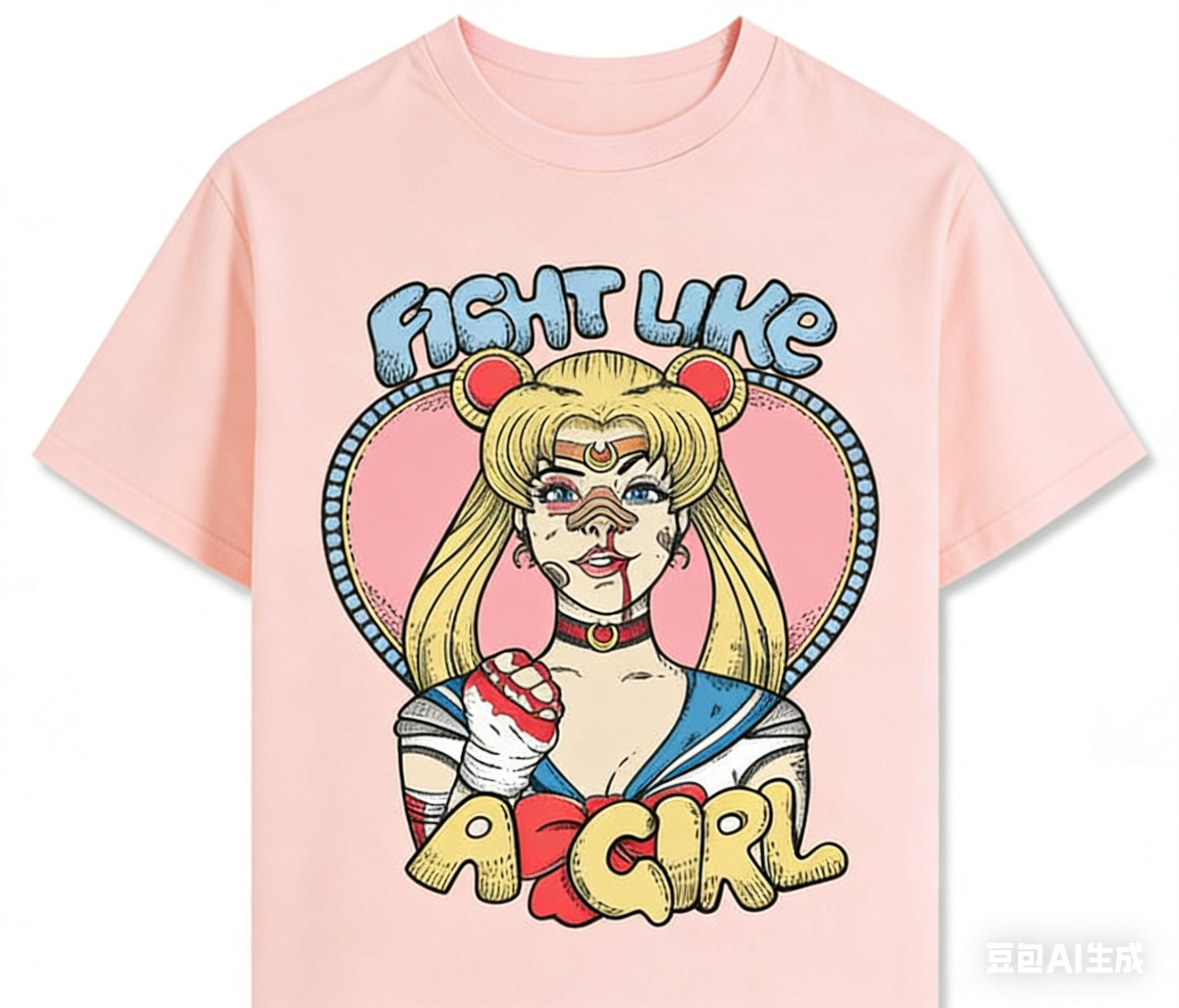 Adult and Children Beautiful Girl Warrior Hardcore Contrast Fight Like A Girl Cotton TShirt Dark BattleDamaged Edition S