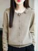 Women S Wool Knit Cardigan Loose Fit Elegant Casual Embroidered Sweater