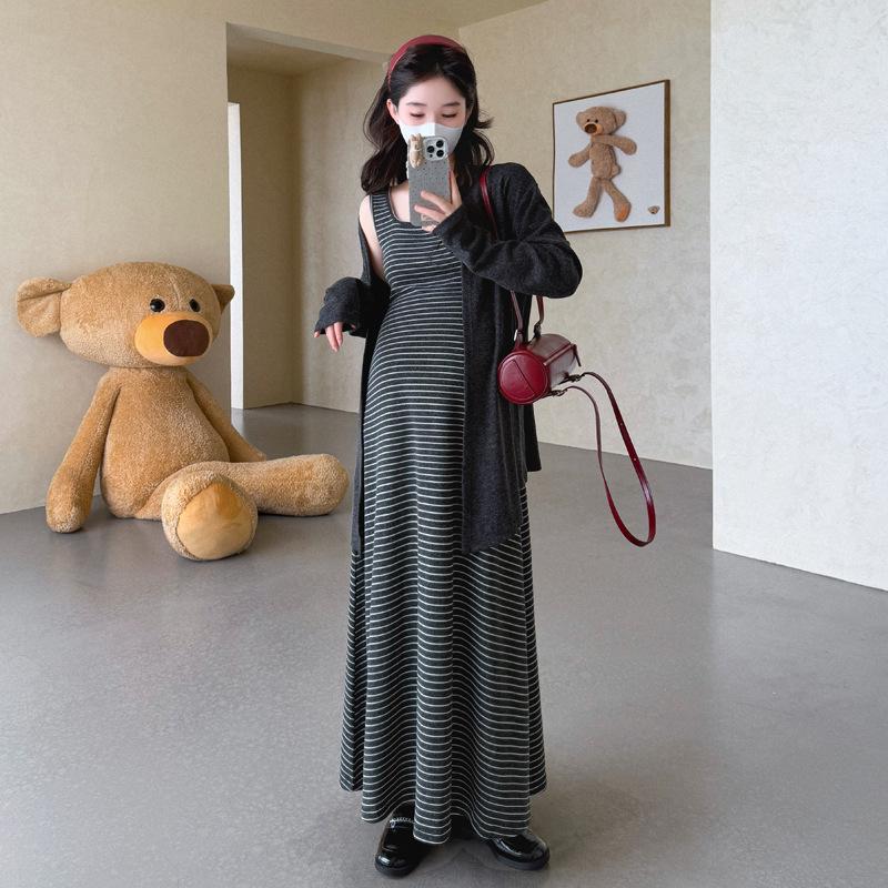 2026 Spring Maternity Casual Cardigan Vest & Skirt Two-Piece Set Large