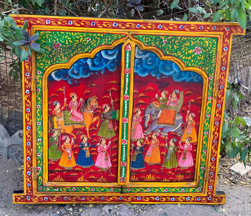 Handcrafted Wooden Jharokha: Indian Heritage Carved Window Wall Decor