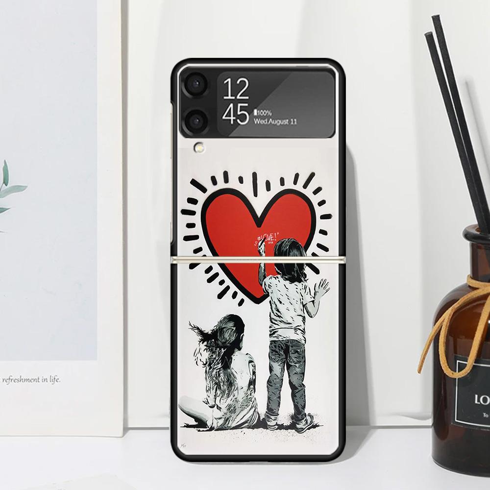 Street Art Banksy Graffiti Phone Case For Samsung Galaxy Z Flip 7 Flip7 Zflip 6 Flip6 5 Flip5 4 Flip4 3 Flip3 5G Fundas Black Co