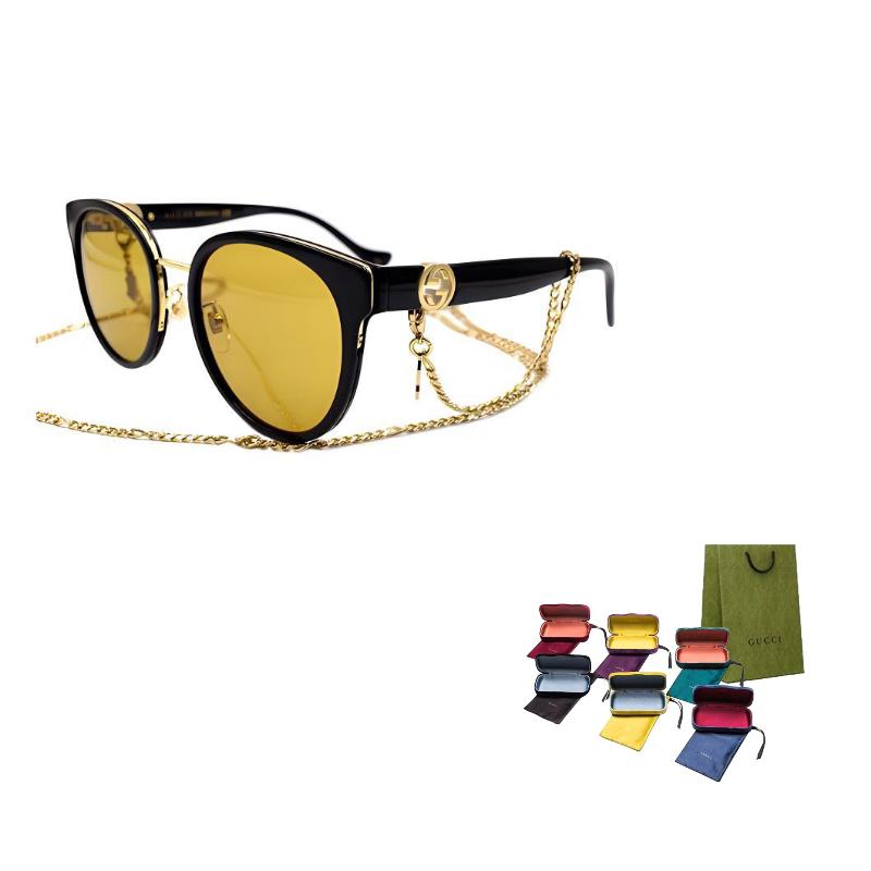 

GUCCI Logo Cut-out Holiday Travel Sunglasses Women s Black/Chain Terms F