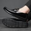 European New Men's Doudou Shoes Patent Leather Bright Leather Casual Lazy Shoes Fashionable Men's Single Shoes Soft