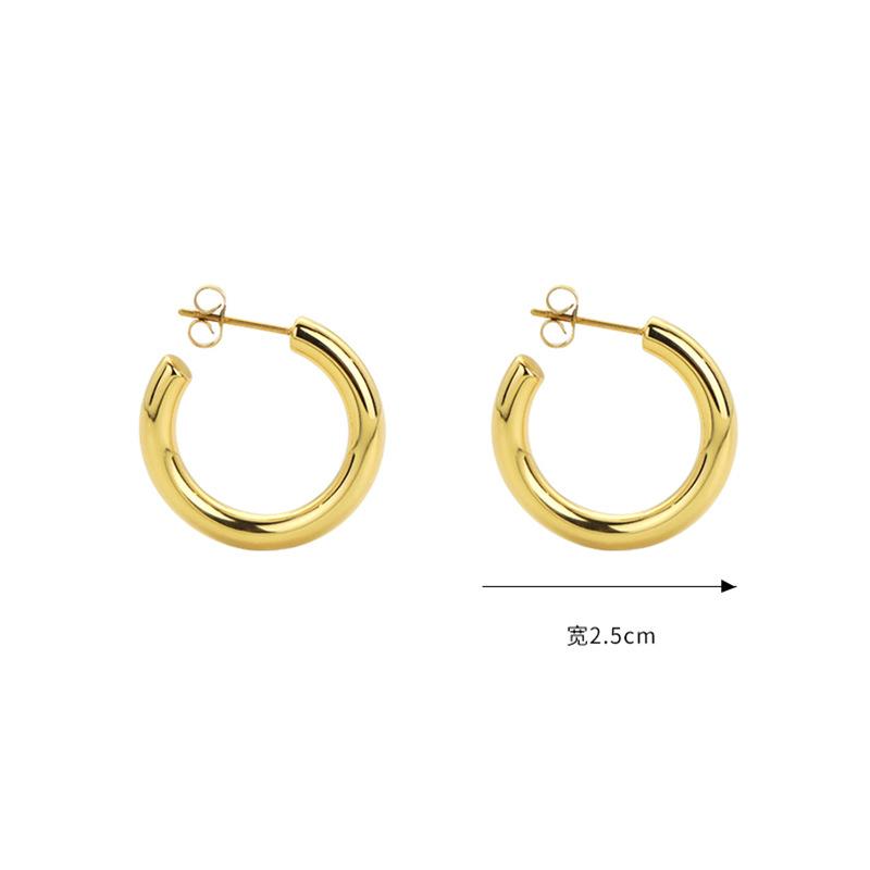316L Stainless Steel New Fashion Fine High-end  Minimalism C Shape Round Circle Hoop Earrings For Women oorbellen