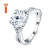 Timeless Twisted Split Shank Pave Accent Round Moissanite Wedding Ready Gift Solitaire Ring S925 Silver Daily Formal Bridal Ring