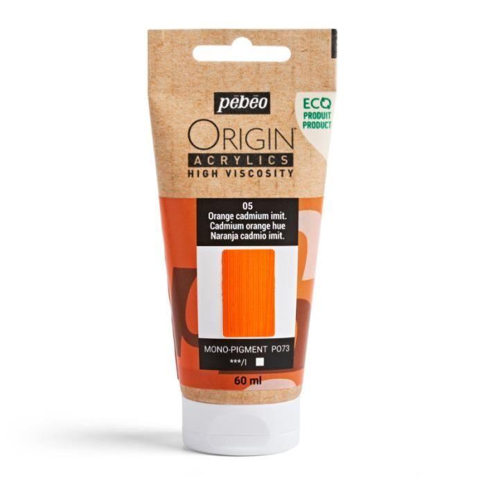 Peinture acrylique - Pébéo - Orange cadmium - 60ml - Haute viscosité - Professionnel
