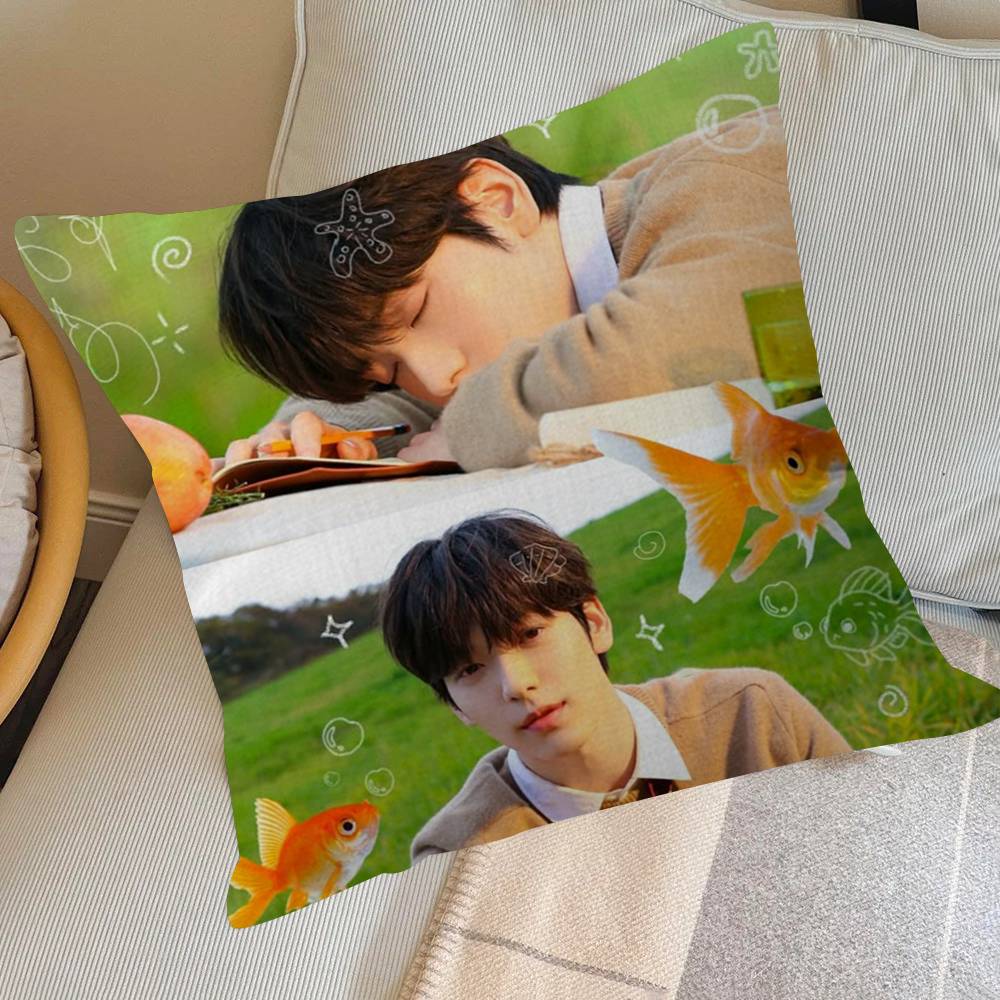 Kpop Group TxT Soobin   Office Cushion Pillowcase Car Cushion Cover45X45CM Lumbar Pillowcase Sofa Pillowcover