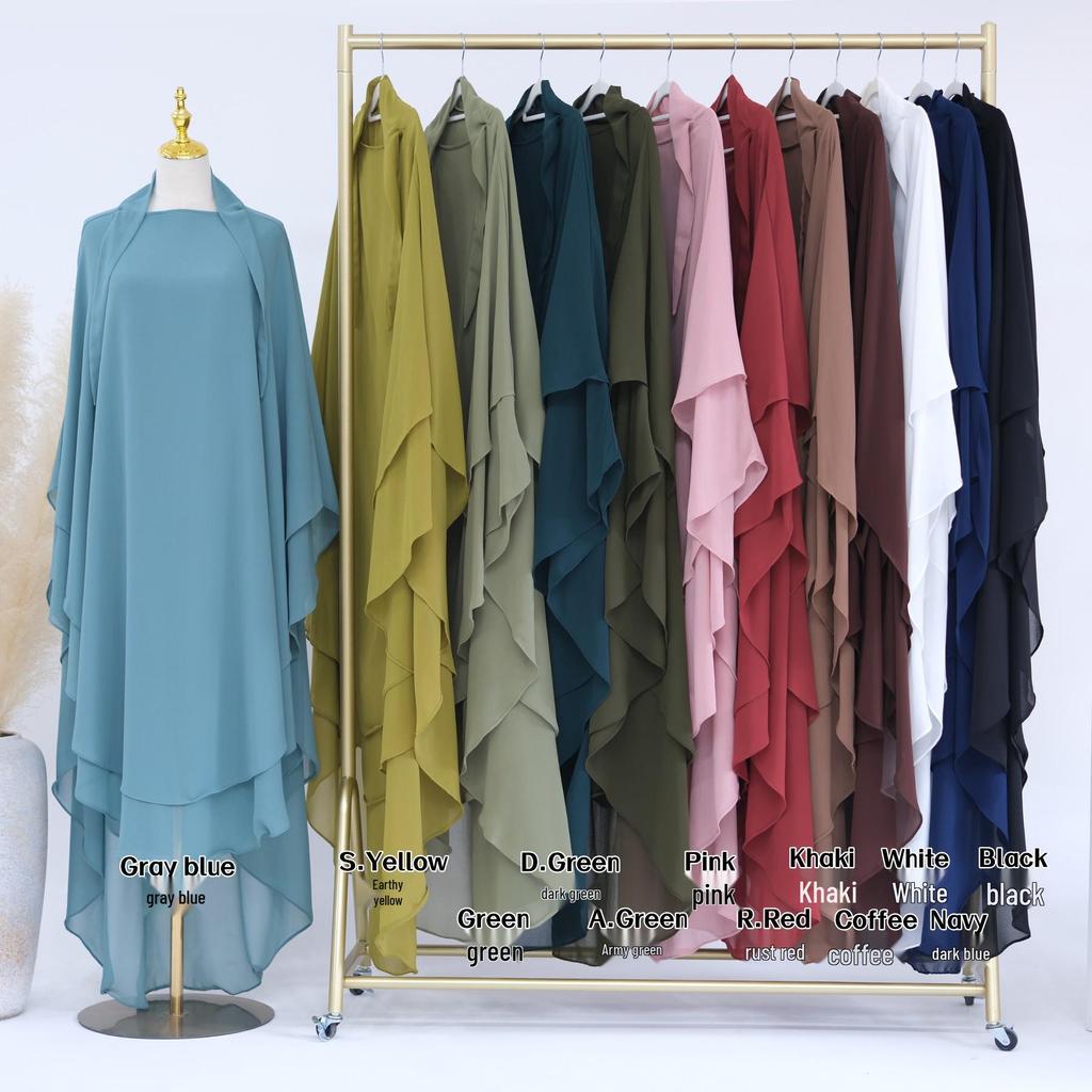 2023 Loriya Culoare Solidă Șifon Dublu Strat Cerc Complet Batic Mare HJ916