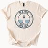 Maine Lighthouse Graphic T Shirt Coastal Ocean Scene Unique Maine State Souvenir Tee Nautical Beach Apparel Gift for Men or
