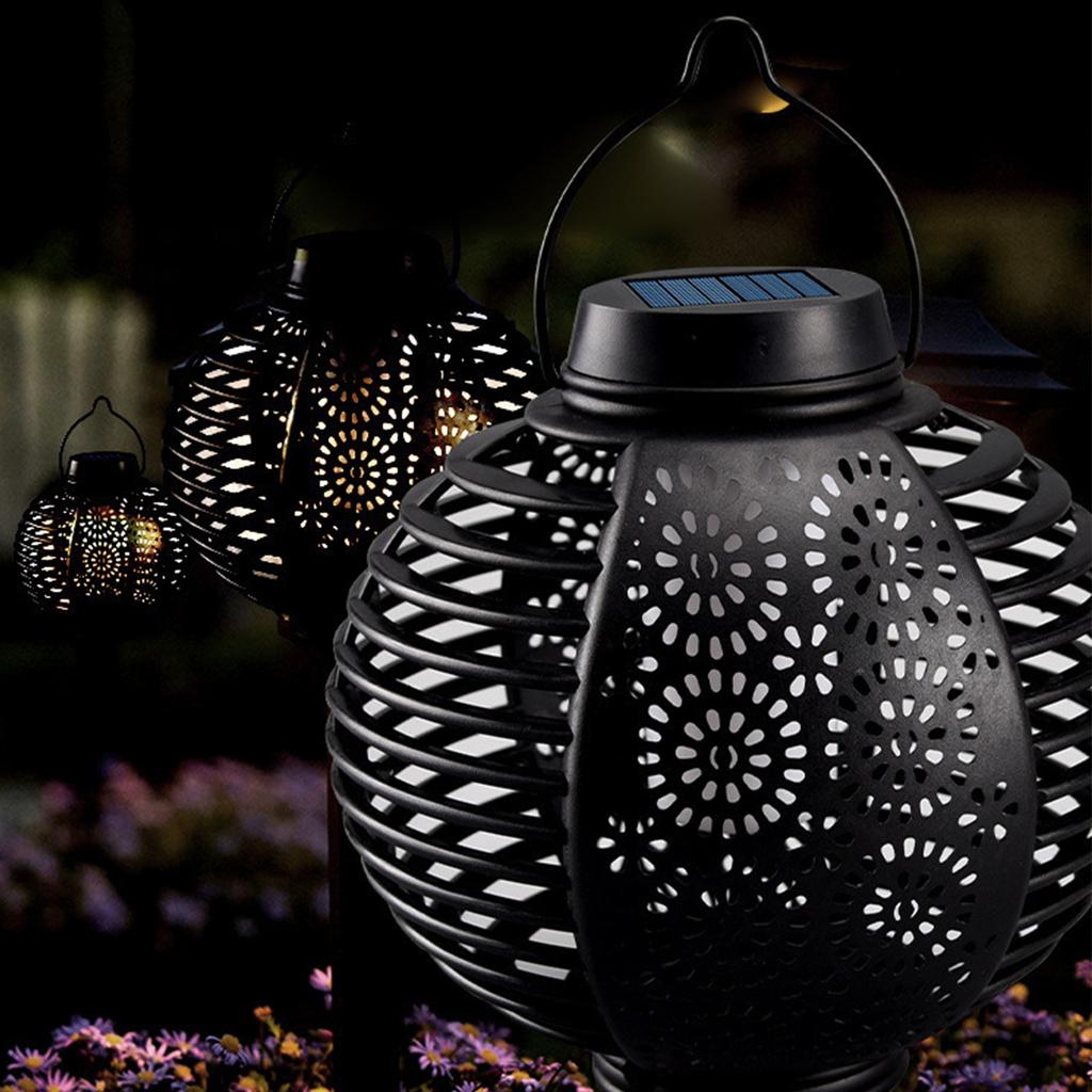 Garden Decoration Lamp Flame Effect LED Outdoor Light Hollowed-Out Solar Pendant Light Last Up To 6H for Patio Lawn Yard Pathway