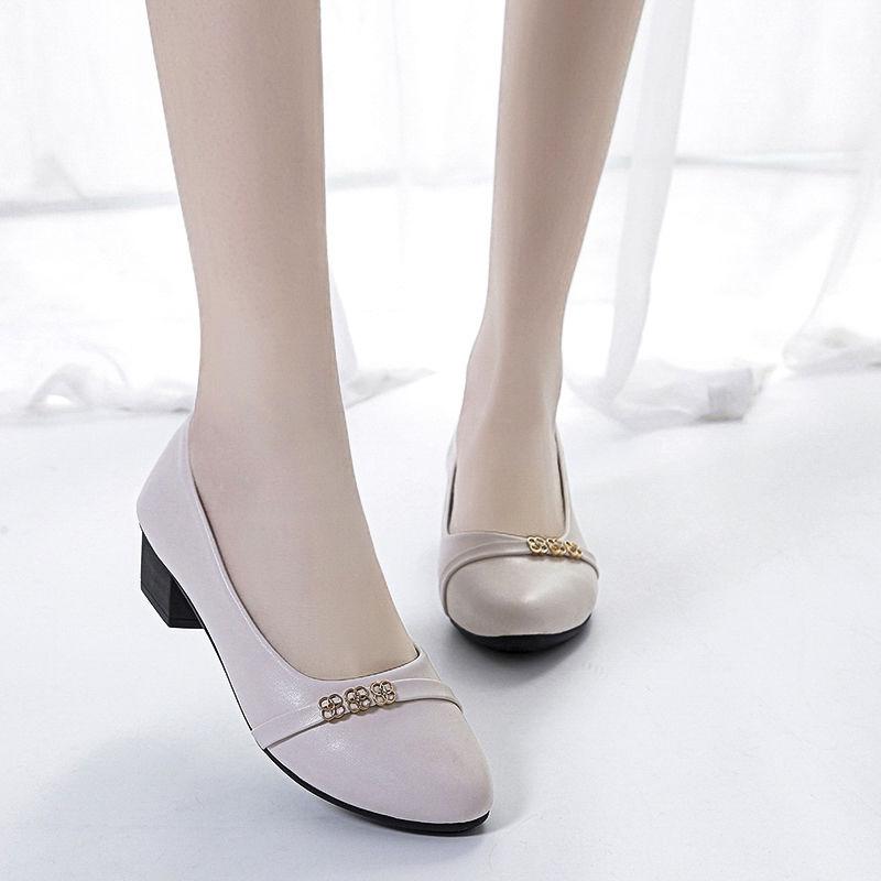 Shoes for Women Beige with Medium Heels Pointed Toe Office Woman Pumps Casual Lastest Popular Elegant Dress Korean Style Y2k